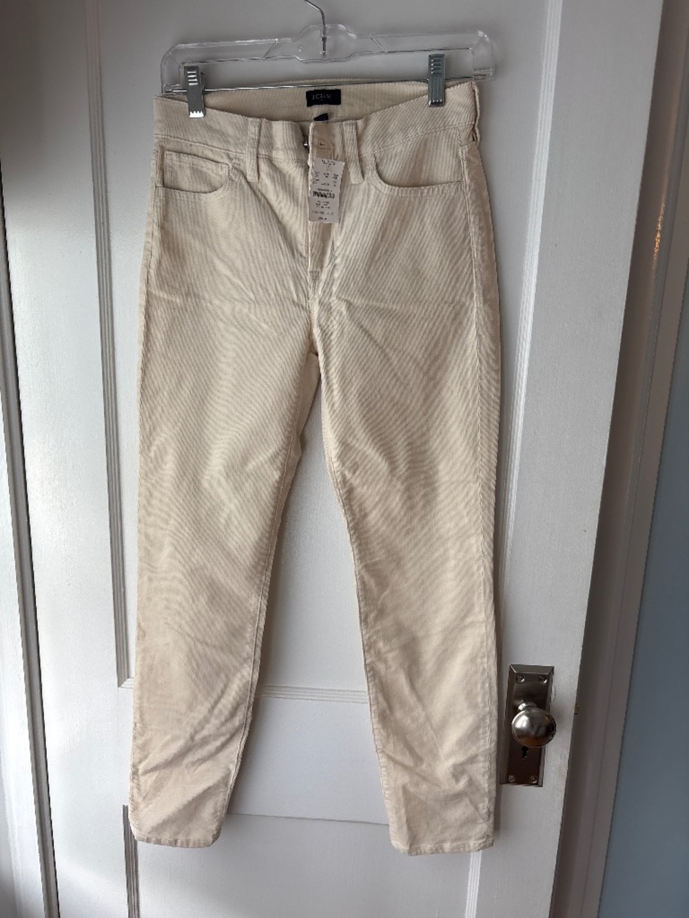 JCrew 9" MID-RISE SKINNY CORDUROY PANT, Ecru, Sz 25, NWT